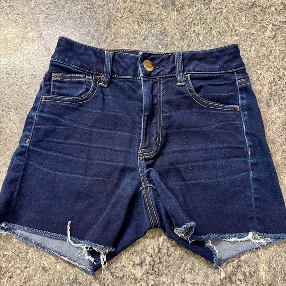 American Eagle Outfitters Blue Jean Shorts High-Waisted Cut-Off - Picture 1 of 4